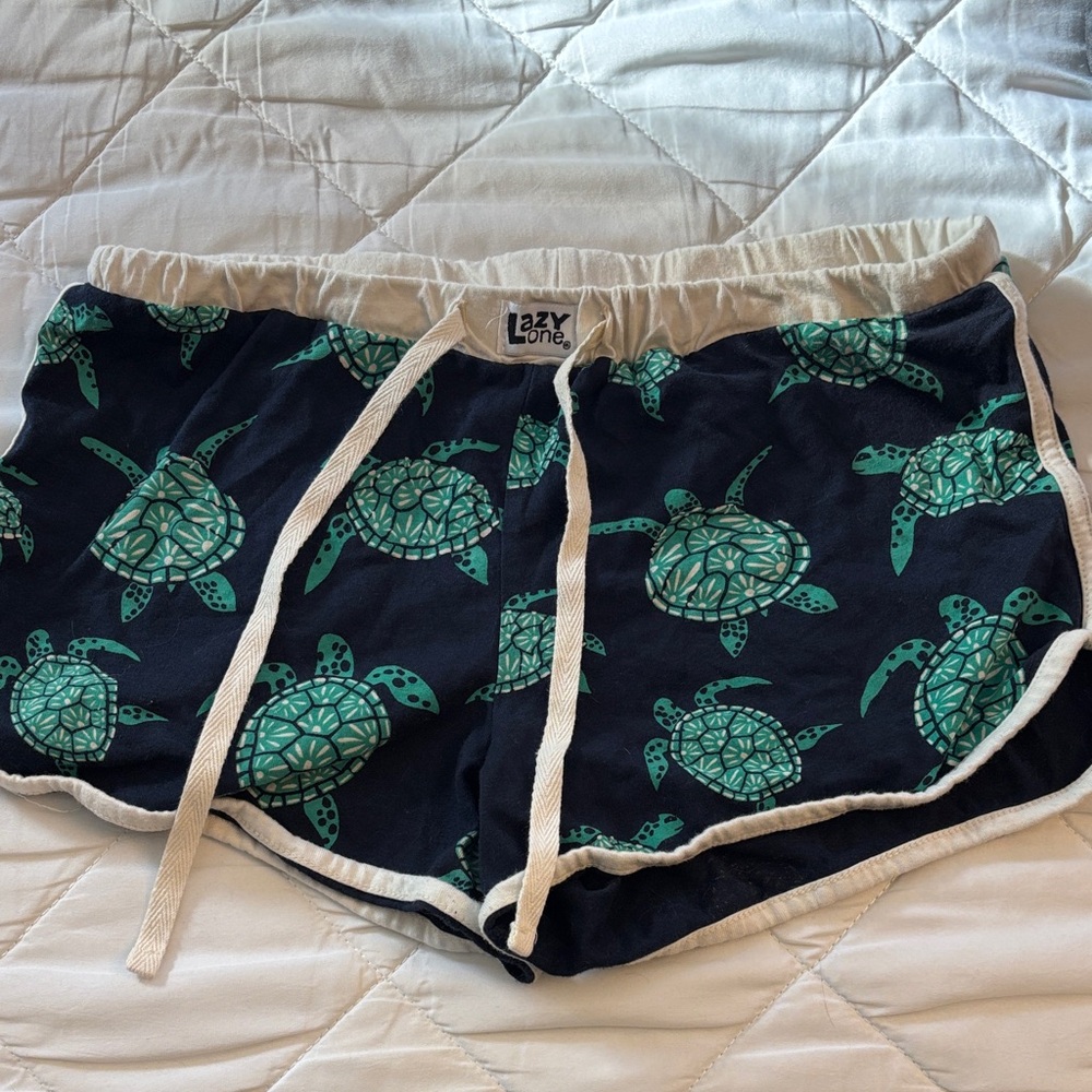 Lazy One Navy and Green Turtle Shorts